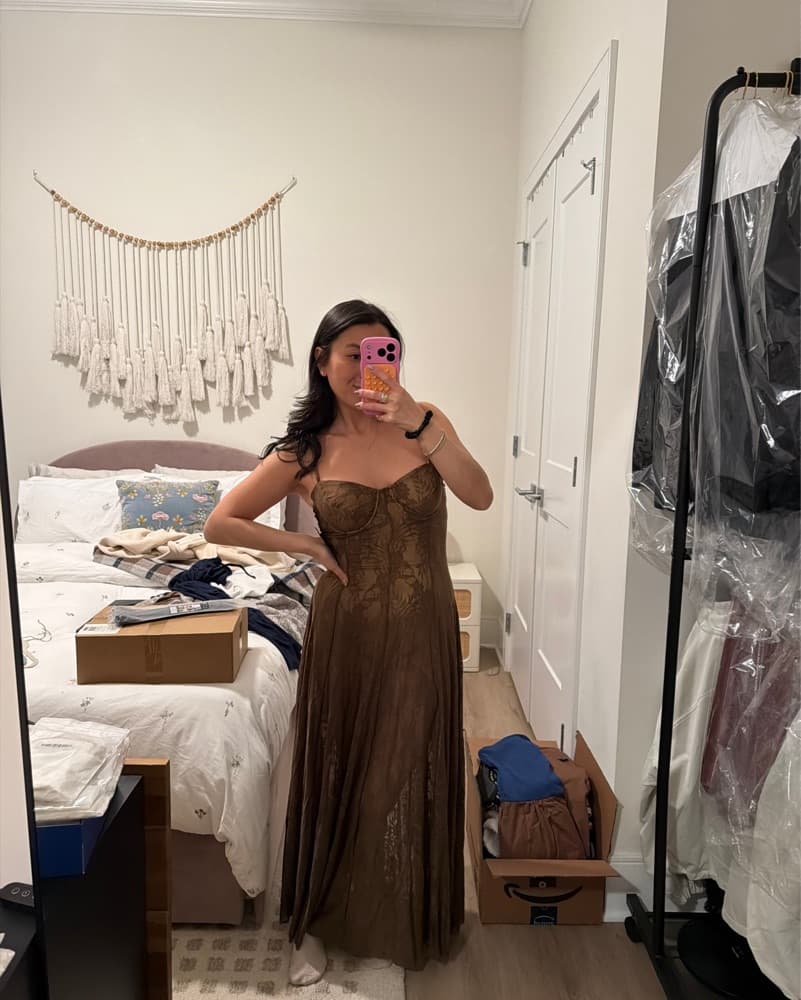 NORMA KAMALI Green Lace Midi Dress - Image 6