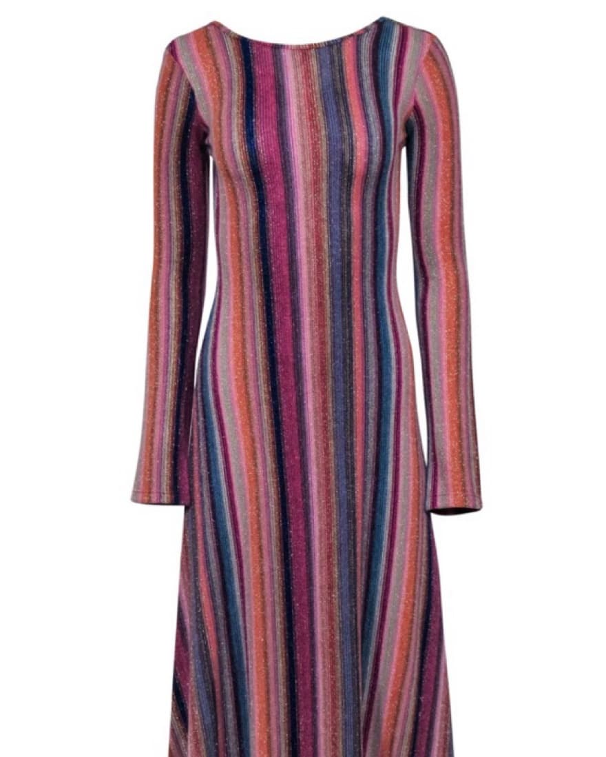 Something Navy Metallic Stripe Dress - Image 1