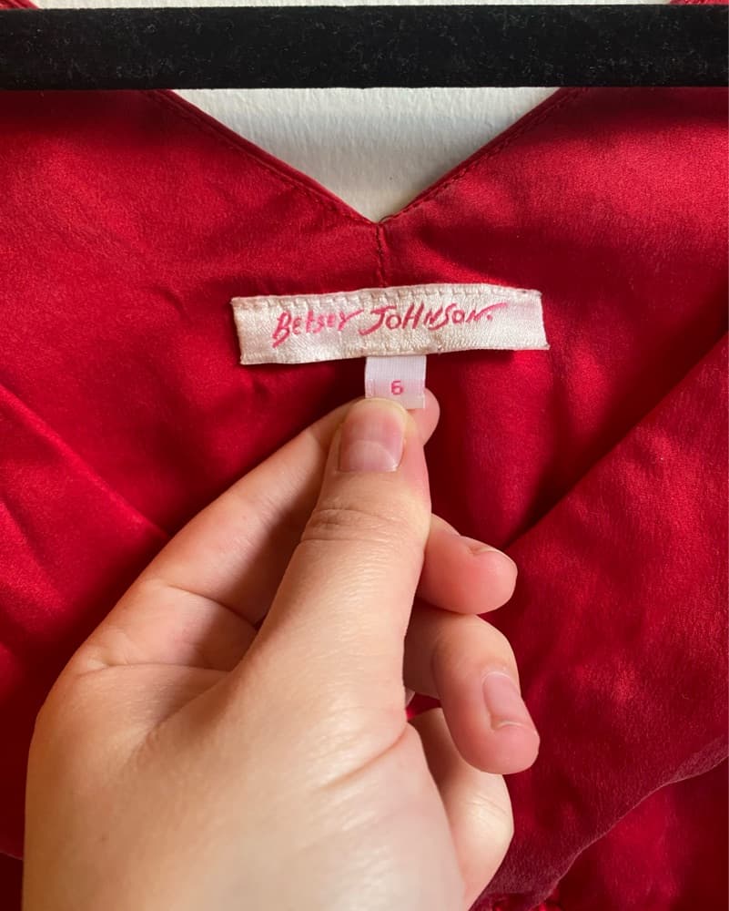 Vintage Red Silk Betsy Johnson Dress - Image 3