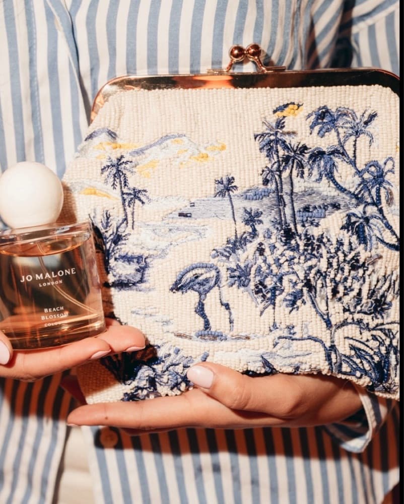 Blue Palm Tree Embroidered Clutch - Image 2