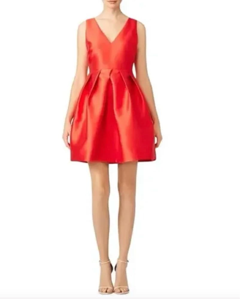Vibrant Coral Fit and Flare Mini Dress - Image 1