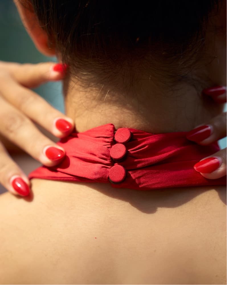  Red Halter Midi Dress - Image 6