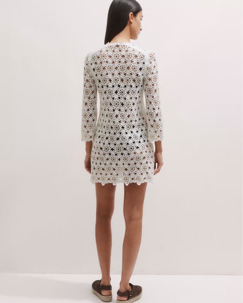 White Floral Crochet Coverup - Image 4