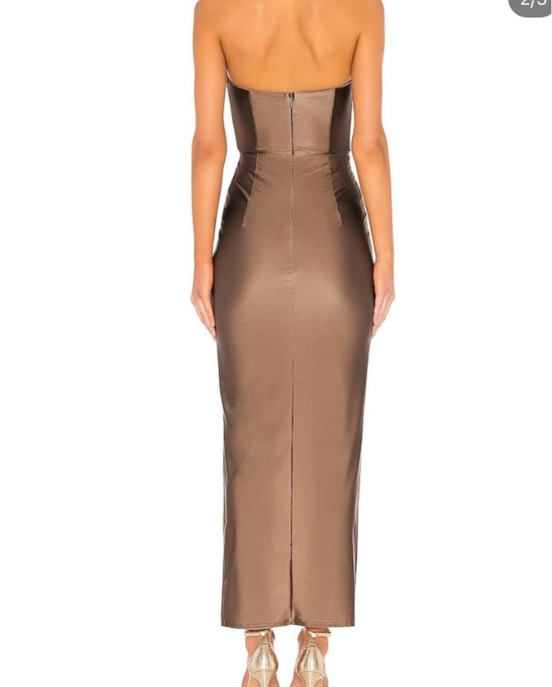 Michael Costello Jake Gown In Taupe - Image 2