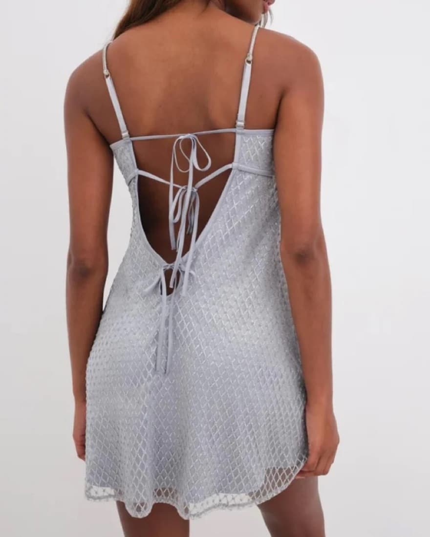 For Love And Lemons Silver Slip Dress - Image 2