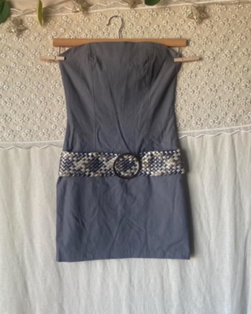 Silver Strapless Dress W/ Chunky Belt 🩶 - Image 2