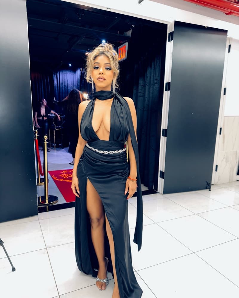 Black Halter Maxi Dress with Thigh Slit - Image 6