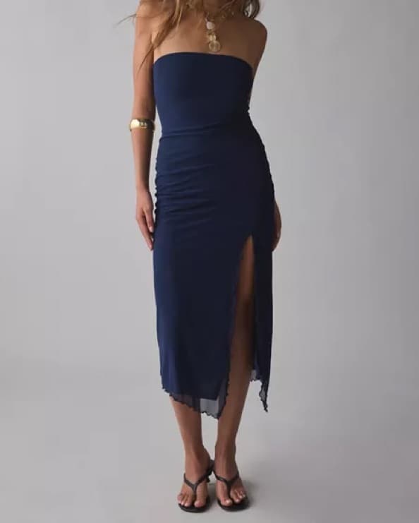 Elegant Navy Midi Dress - Image 1