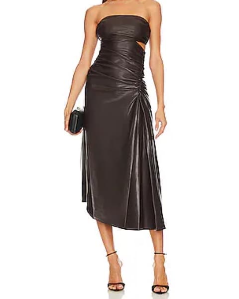 Sleek Leather Midi Dress - Image 2