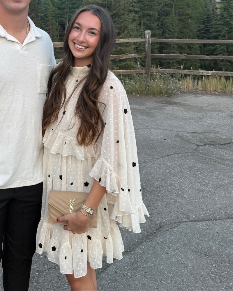 Mare Mare Embroidered Chiffon Cape Dress - Image 4