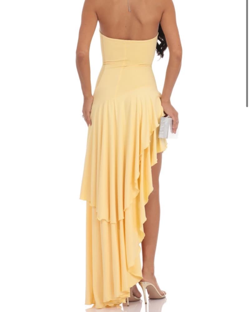 Strapless Ruffle Asymmetrical Maxi Dress - Image 2