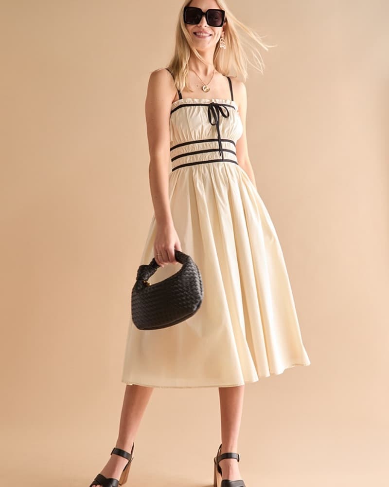 Black And White Flowy Midi Dress - Image 1