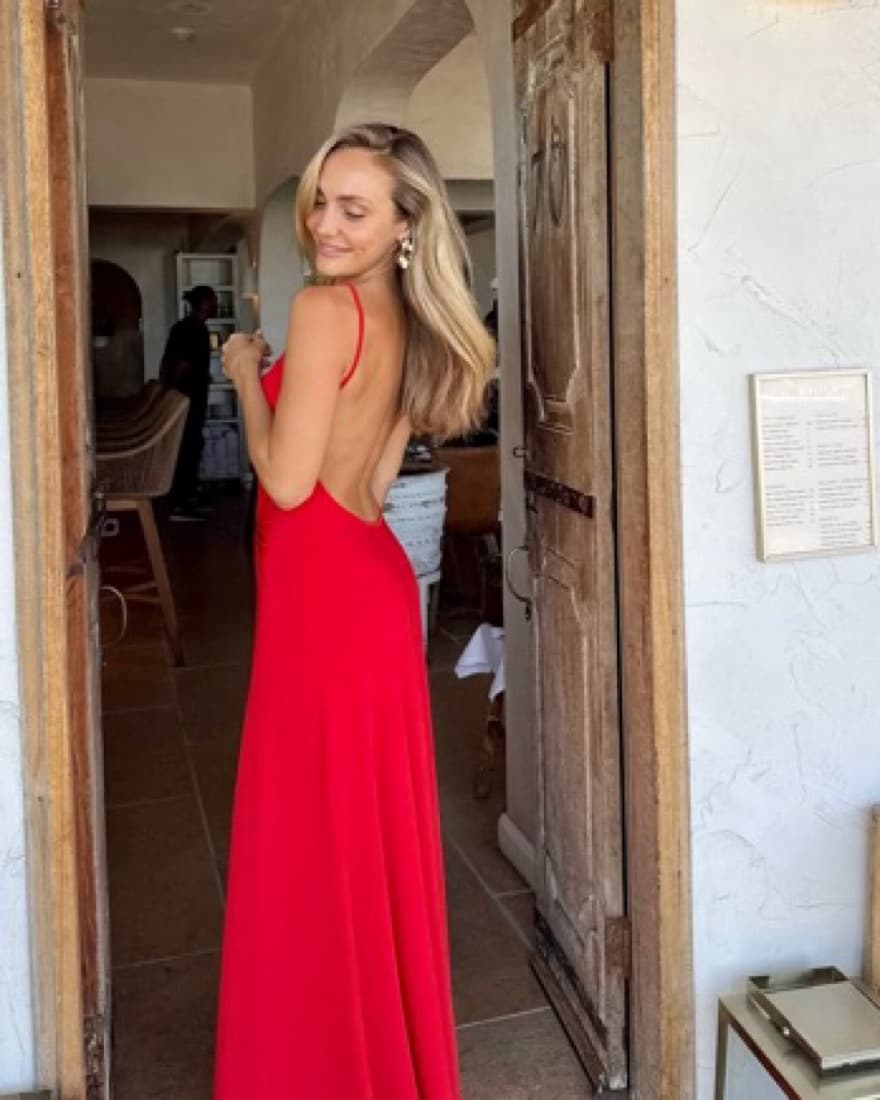 Red Open Back Maxi Dress - Image 1