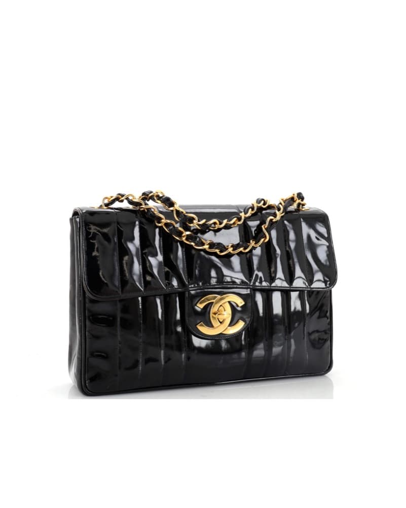 *VINTAGE* Black Chanel Jumbo Flap Bag - Image 4