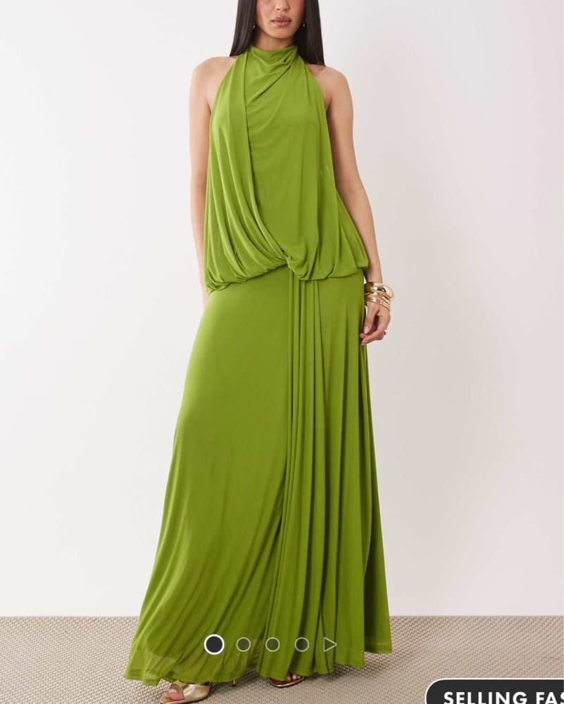 Green Halter Maxi Dress - Image 1