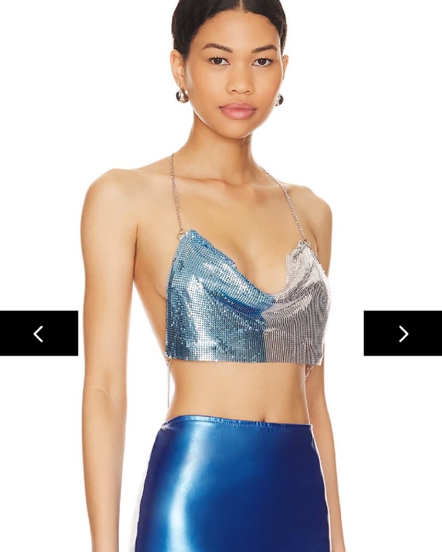 Superdown Chain Shimmery Halter Crop Top - Image 2