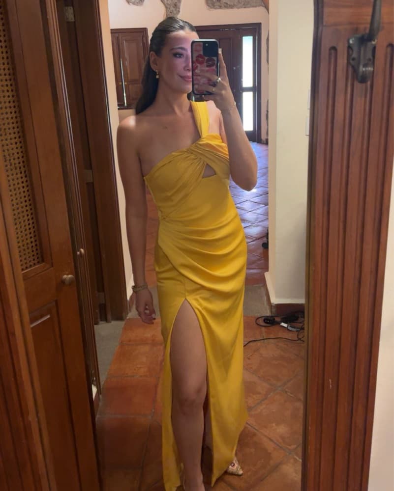 Blaise One Shoulder Cutout Column Gown - Image 1