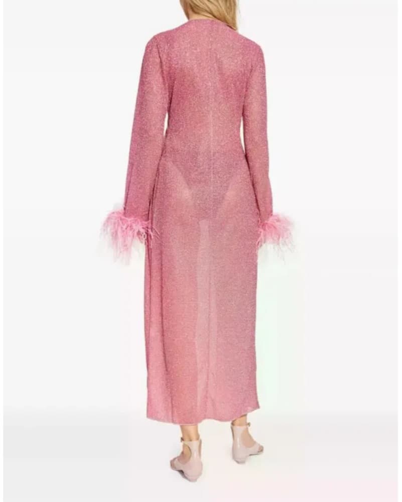Oseree Sold Out Pink Feather Robe - Image 5