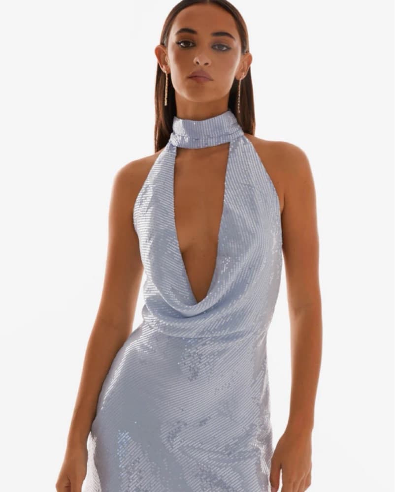 Nora Sequin Cowl Neck Mini Dress - Image 1
