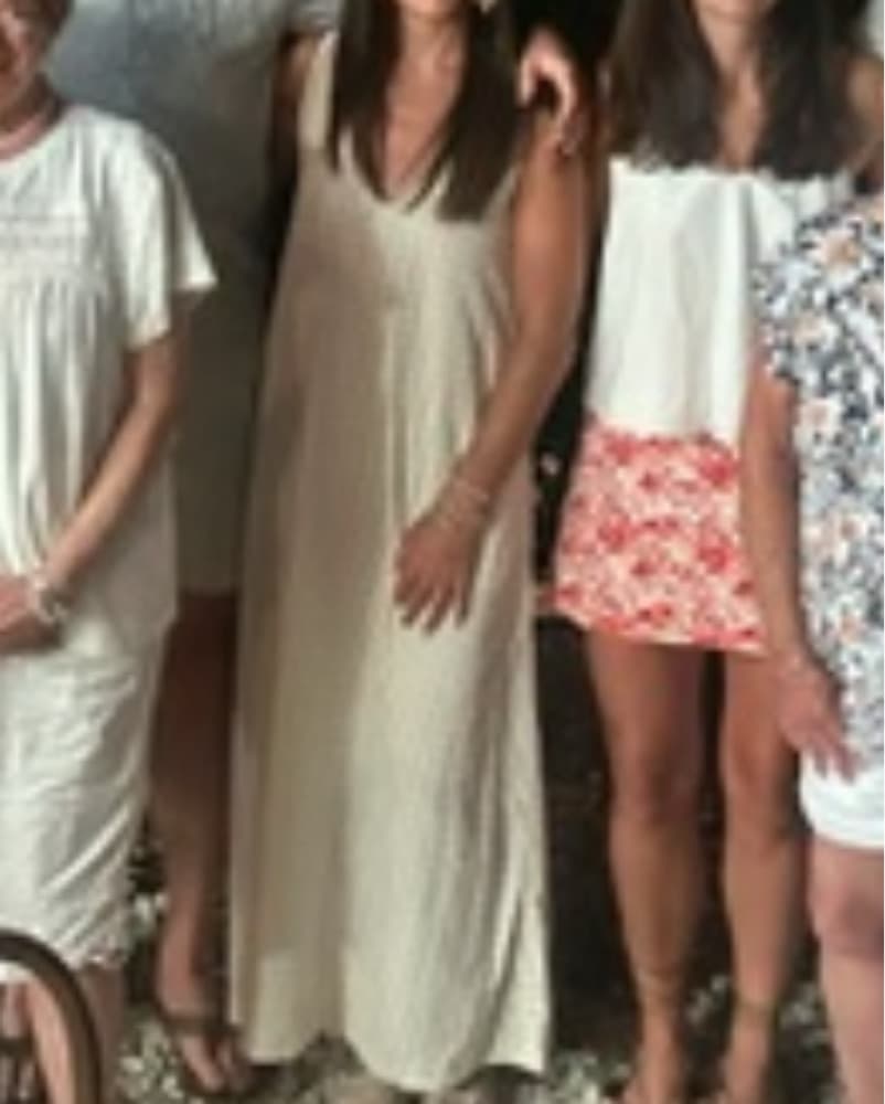 Gili Beige Checkered Maxi Dress - Image 6