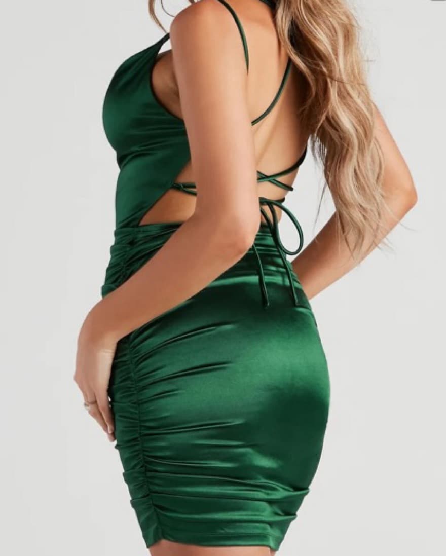 Silk Tight Mini Dress - Image 2