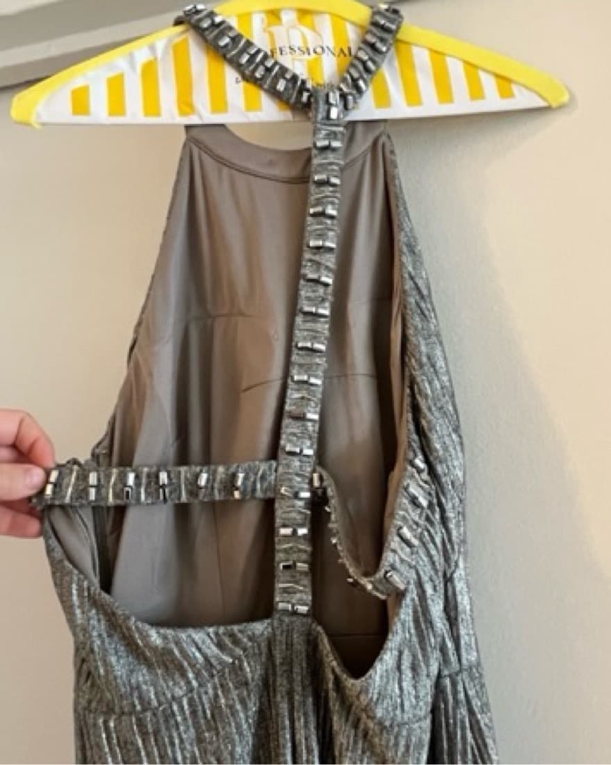 Dark Gray/ Silver Adrianna Papell Gown - Image 3