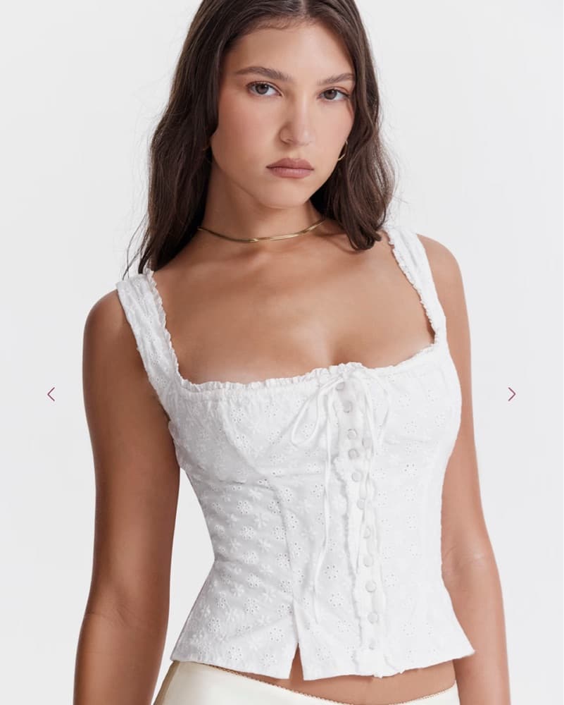 House of CB White Broderie Anglaise Top - Image 1