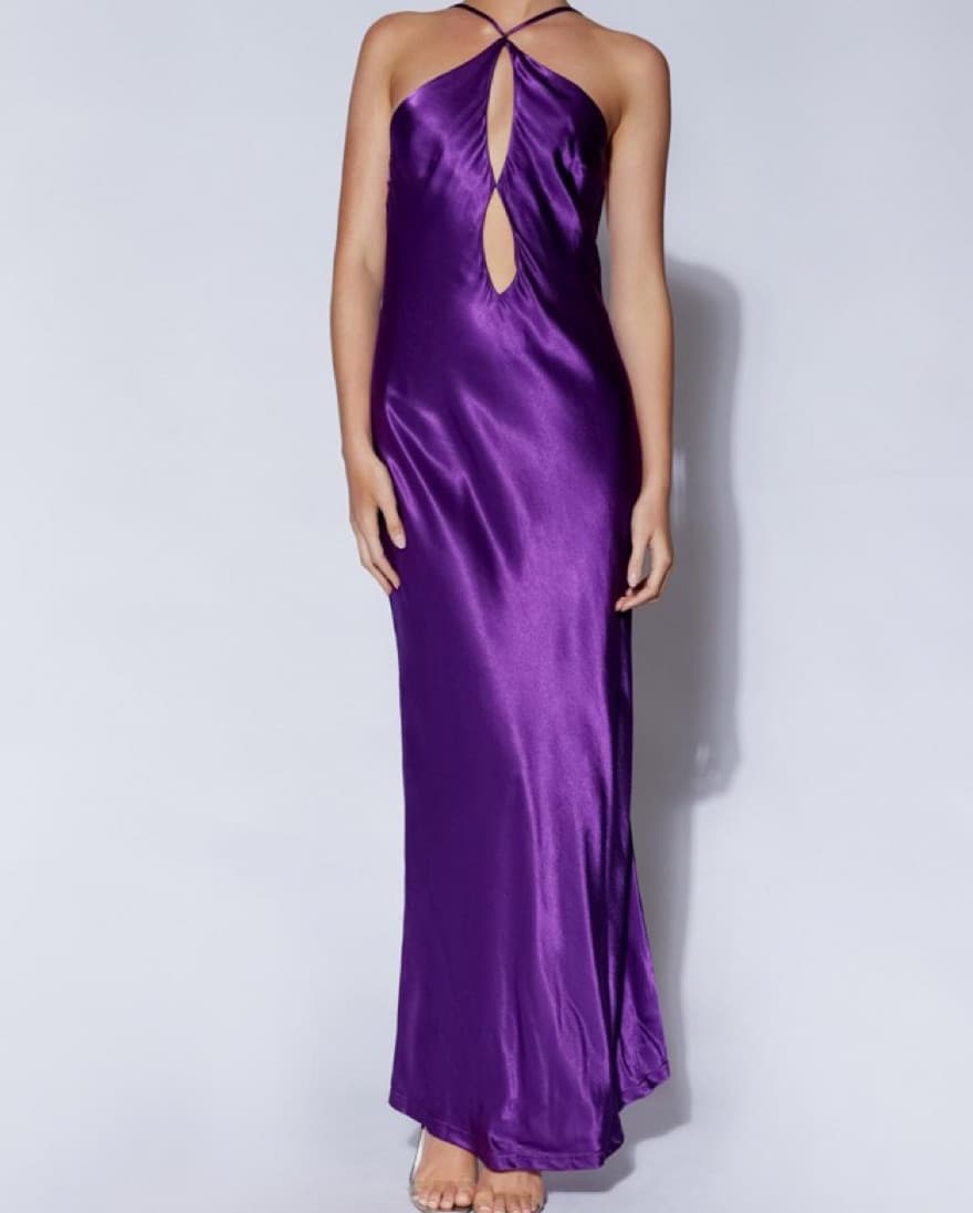 Meshki Lucia Satin Maxi Dress in Purple - Image 2