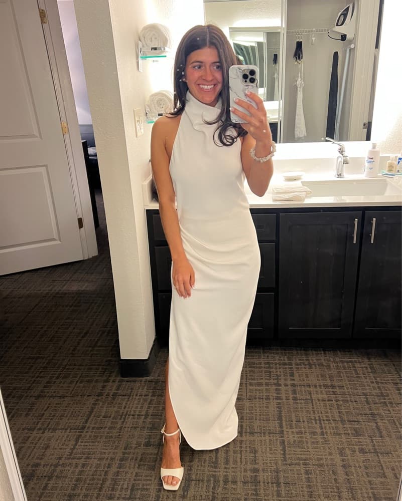 Amanda Uprichard White Halter Dress - Image 2