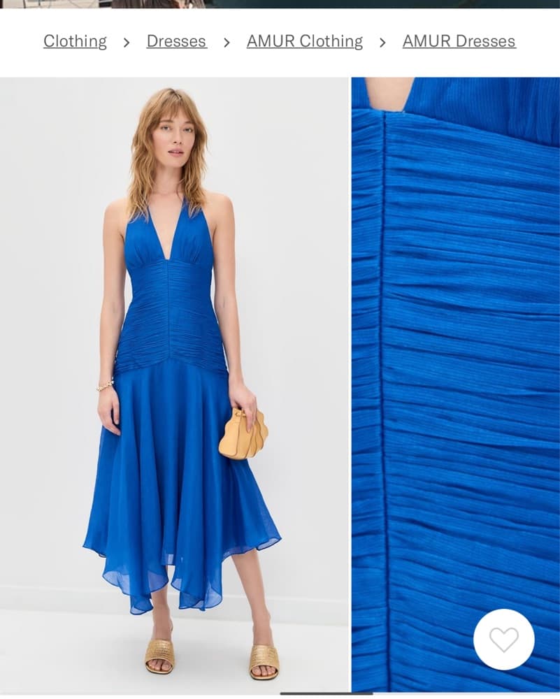 AMUR Blue Ruched Halter Midi Dress - Image 2