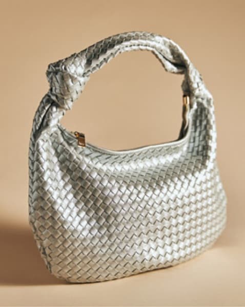 Anthropologie Silver Woven Bag - Image 1