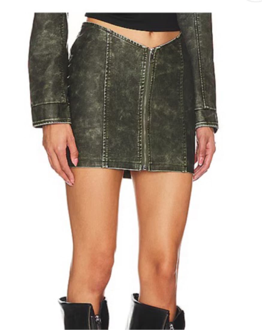Leather Skirt & Top Dark Green - Image 3