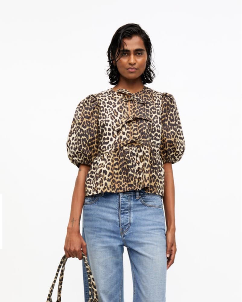 Playful Leopard Print Puff Sleeve Top - Image 1