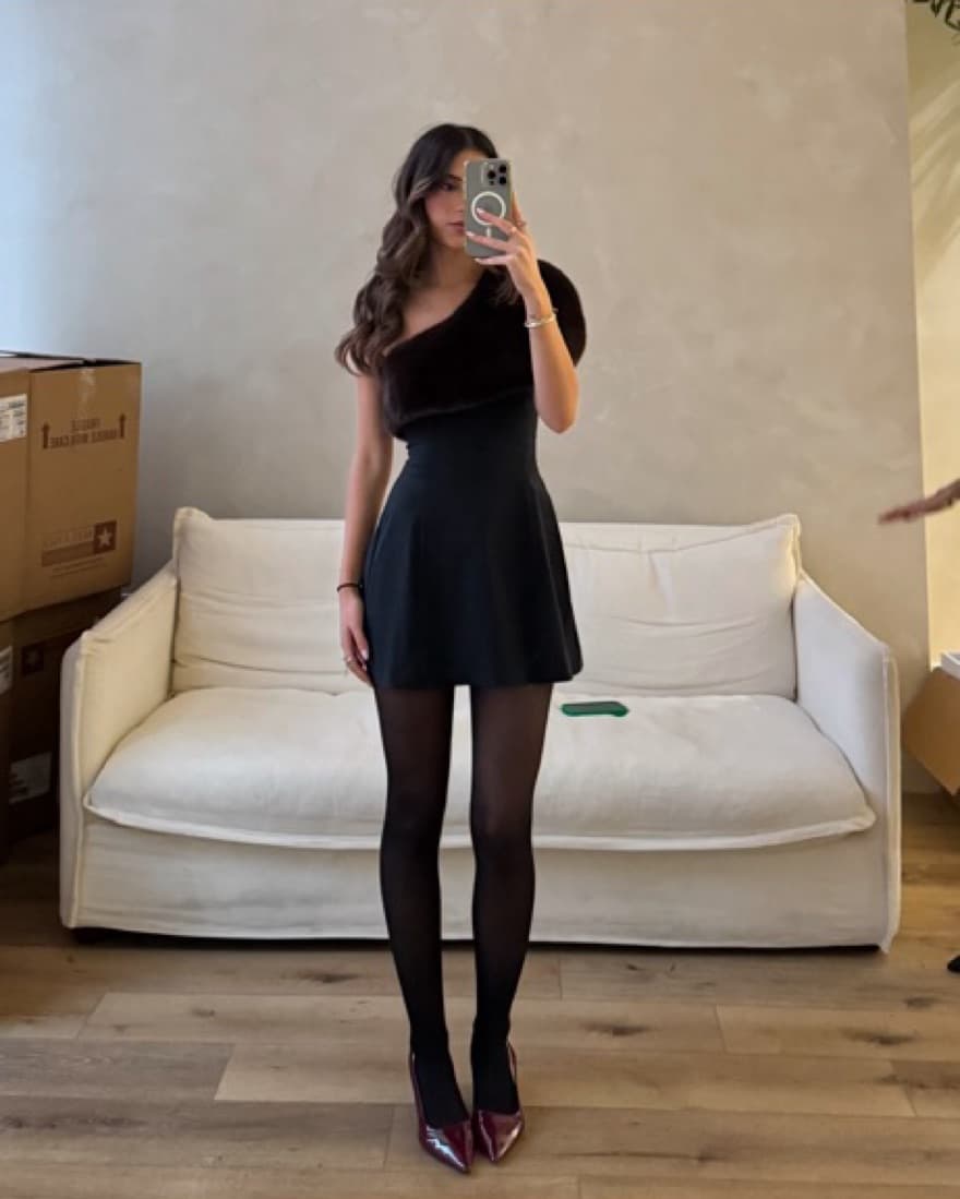 Faux Fur Mini Dress - Image 1