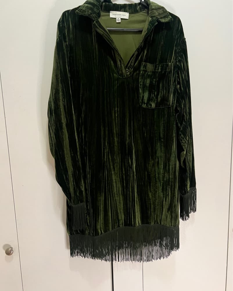 Glamorous Velvet Fringe Dress - Image 2