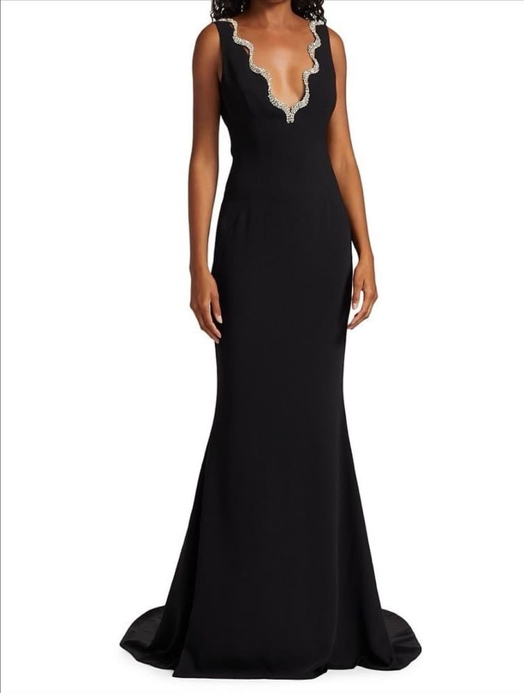 Reem Acra Black Embellished Gown  - Image 1