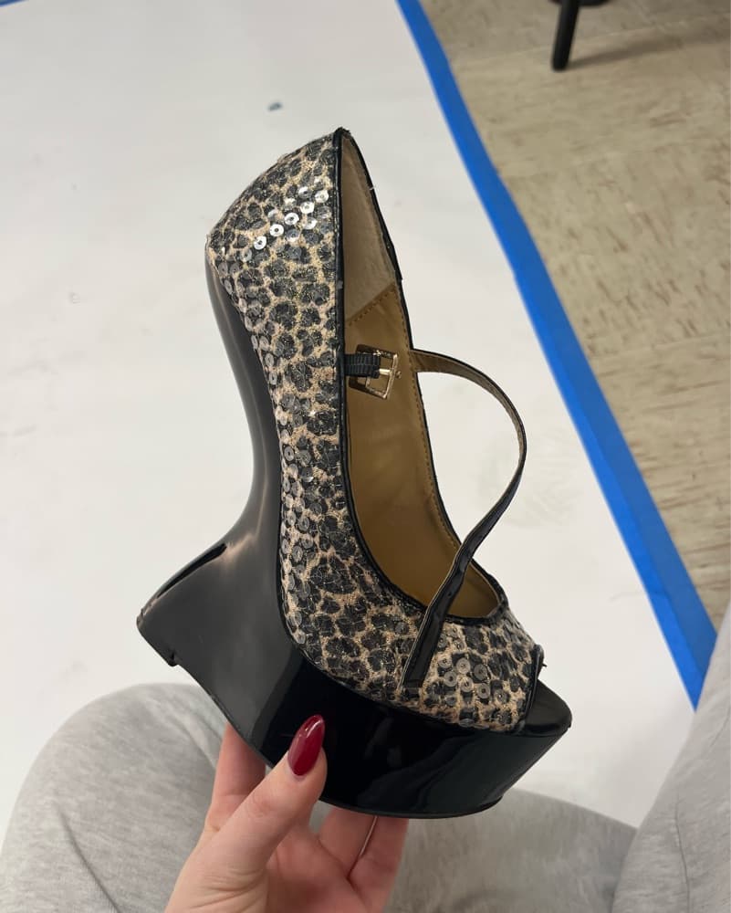 Leopard Print Platform Heels - Image 1