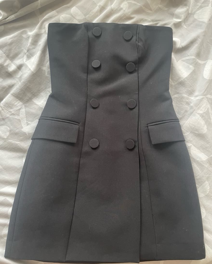 Strapless Suit Vest Black Dress - Image 2