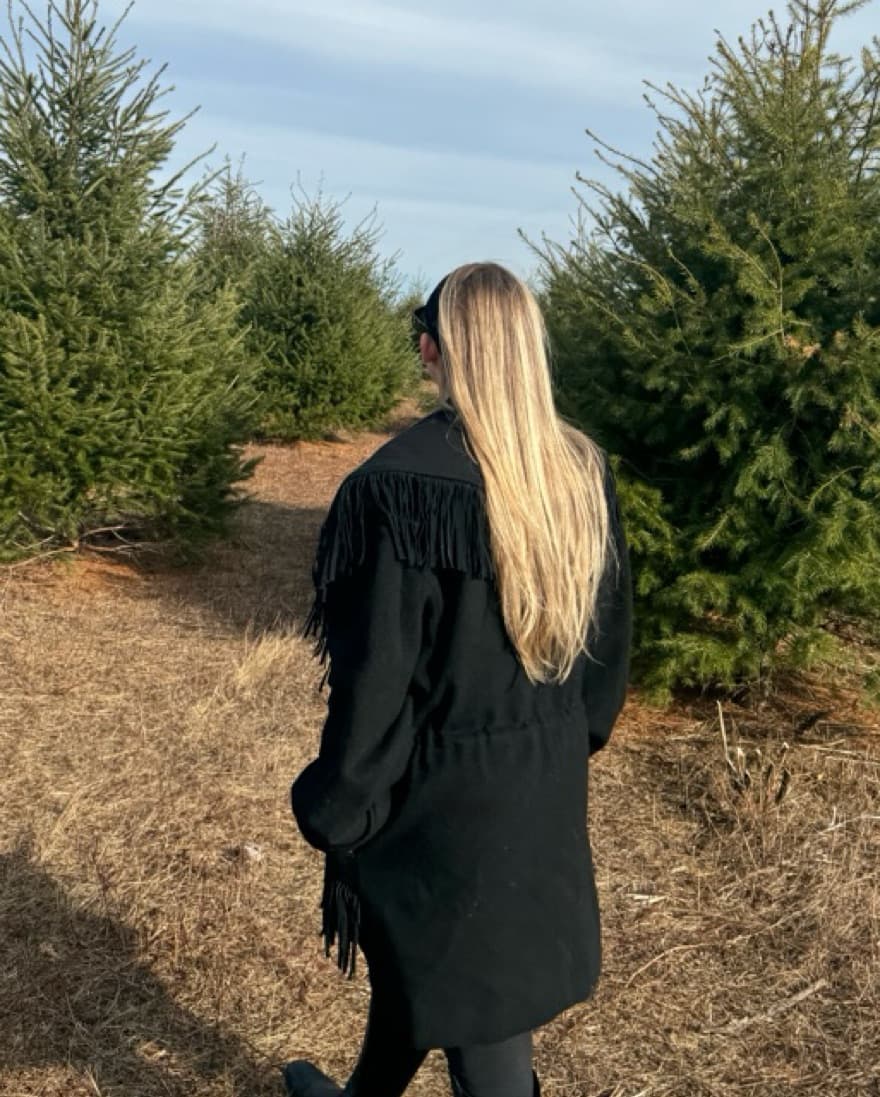 Vintage 90s Fringed Black Coat - Image 2