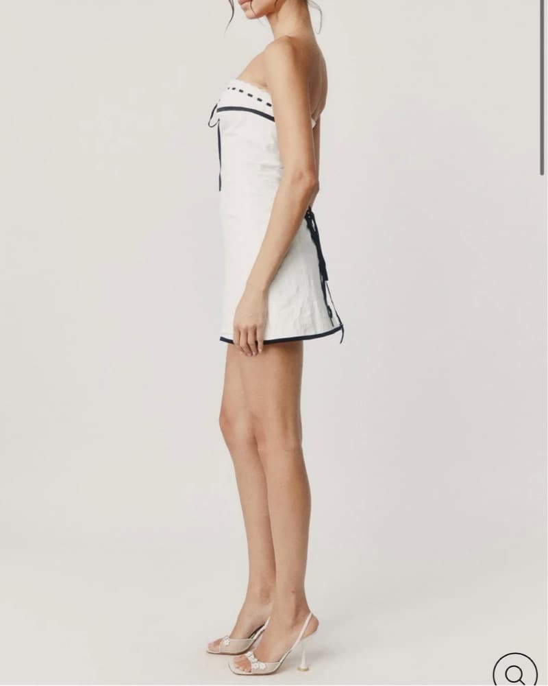White Mini Dress W/ Black Trim - Image 2
