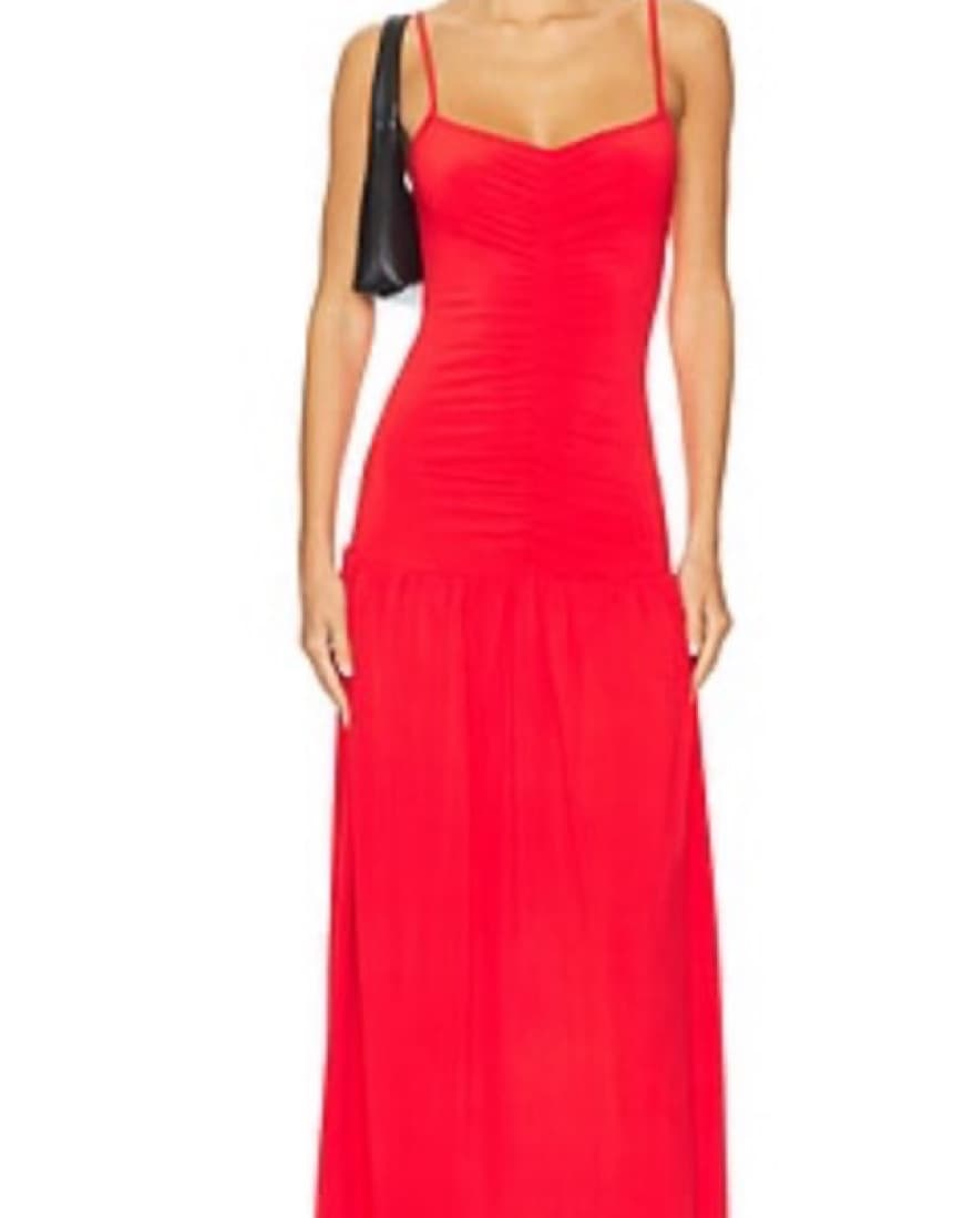 Ruched Vibrant Red/pink WEWOREWHAT dress - Image 6