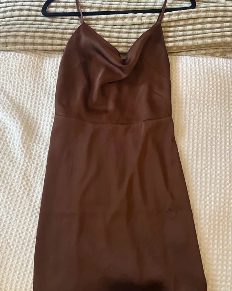 Elegant Satin Cowl Neck Mini Dress - Image 3
