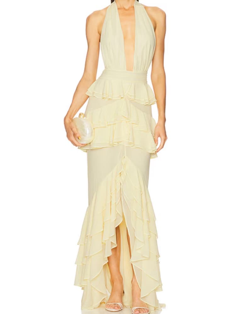 x REVOLVE Clara Bow Gown in Light Yellow - Image 1