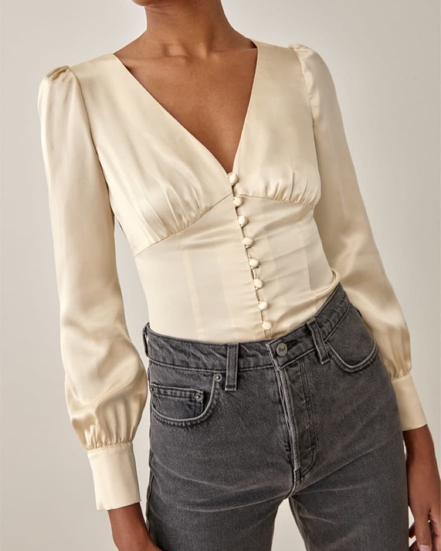 Reformation Cadence Silk Top - Image 1