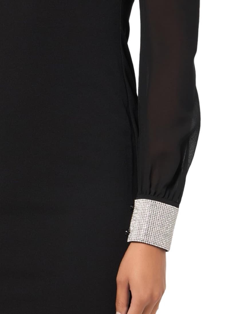 Black Embellished Cuff Long Sleeve Dress - Image 3