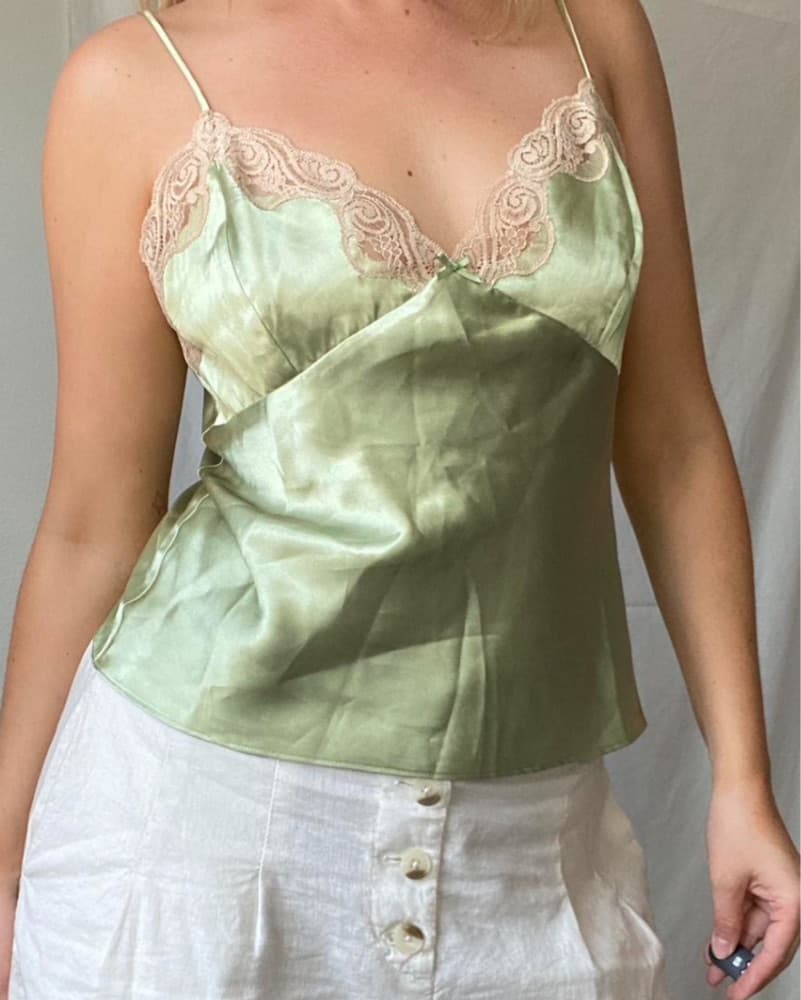 Green Satin Camisole - Image 4
