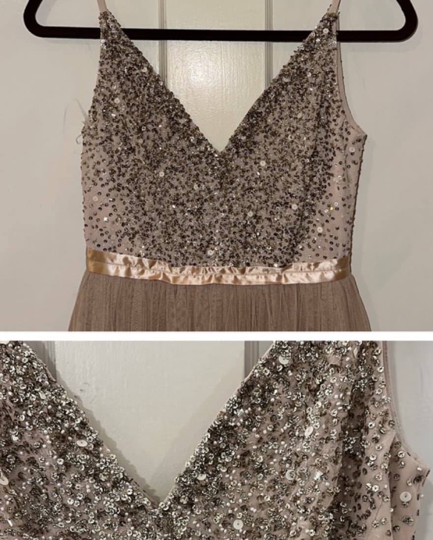 BHLDN Sequin Champagne Formal dress - Image 2