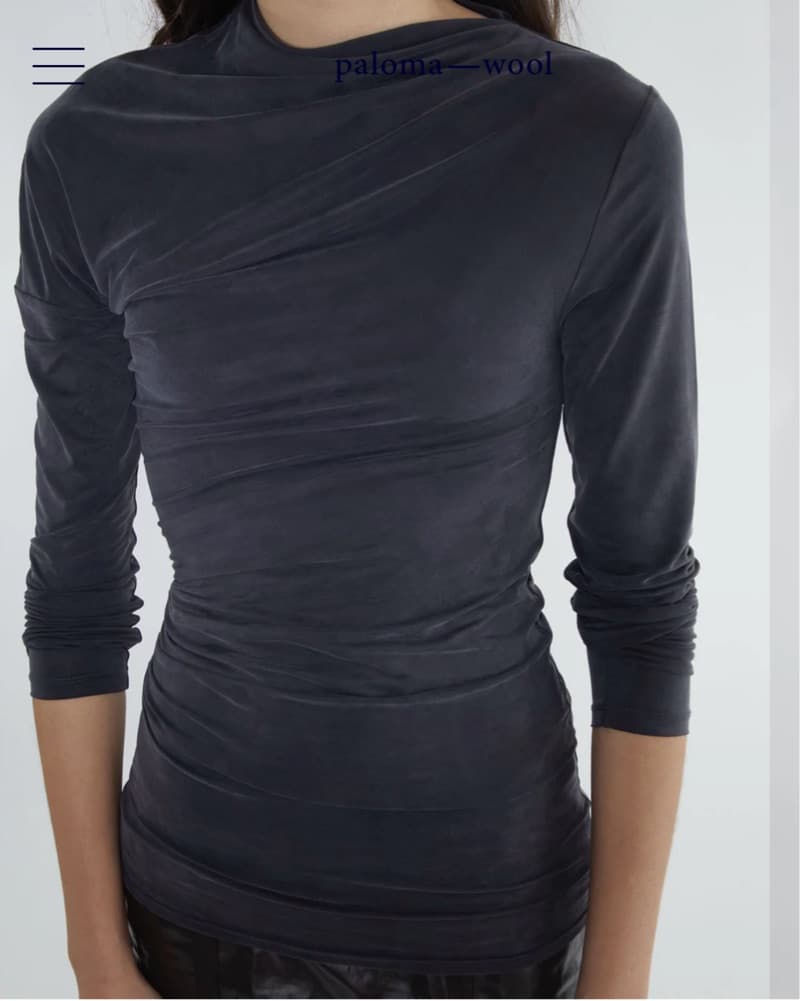 Paloma Wool Jojo II Asymmetric Blue Navy Long Sleeve Top - Image 1
