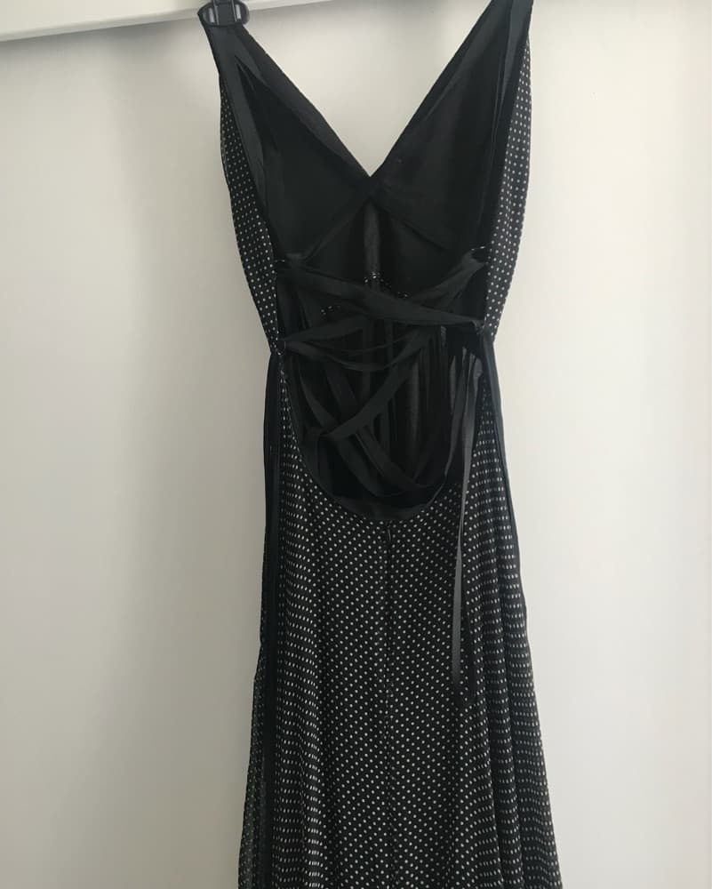 Long Black Milly Dress With Tan Dots - Image 3