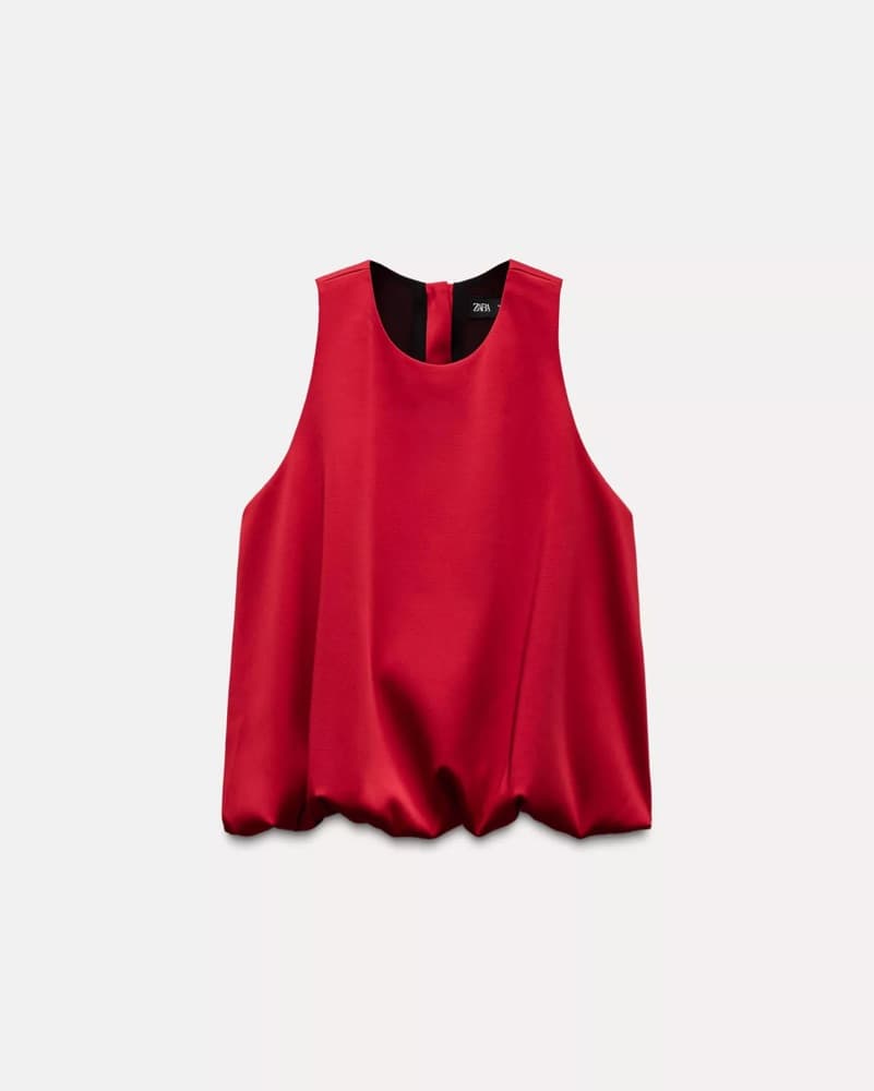 Red Satin Sleeveless Statement Top - Image 3